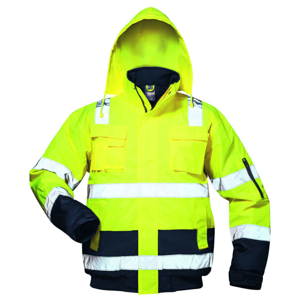 SAFESTYLE Pilotjacke Arbeitsjacke Winterjacke Warnschutzjacke Gr S-4XL L fluoreszierend gelb/marine