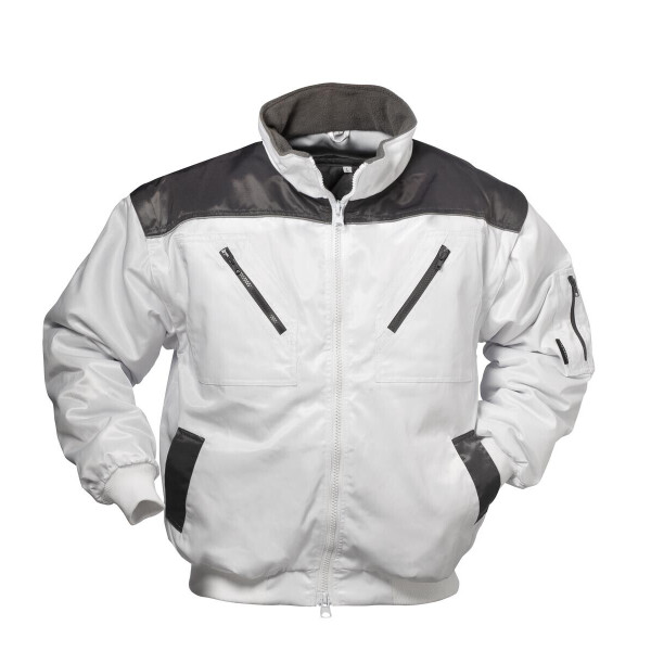 Pilotenjacke Pilot Jacke Arbeitsjacke Winterbaujacke Malerjacke Weste gefüttert M 23669 - weiß/grau